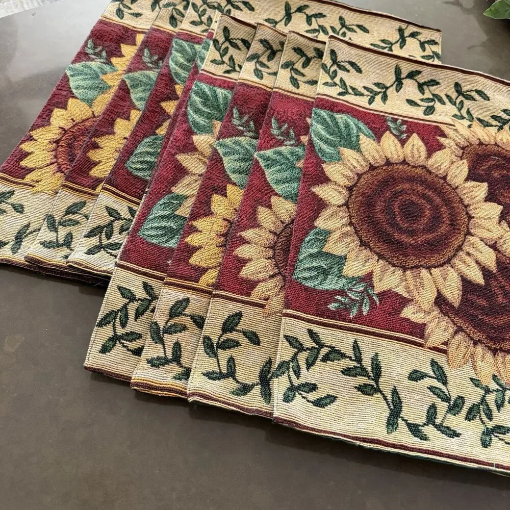 Sunflower Tapestry Placemats - Set Of Eight (8) Rectangular 19